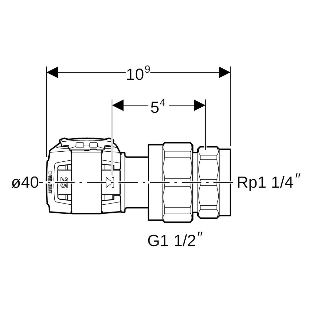 Geberit FlowFit Übergangsverschraubung mit Innengewinde bleifreie Siliziumbronze, D ... GEBERIT-620604001 4025416628163 (Abb. 6)
