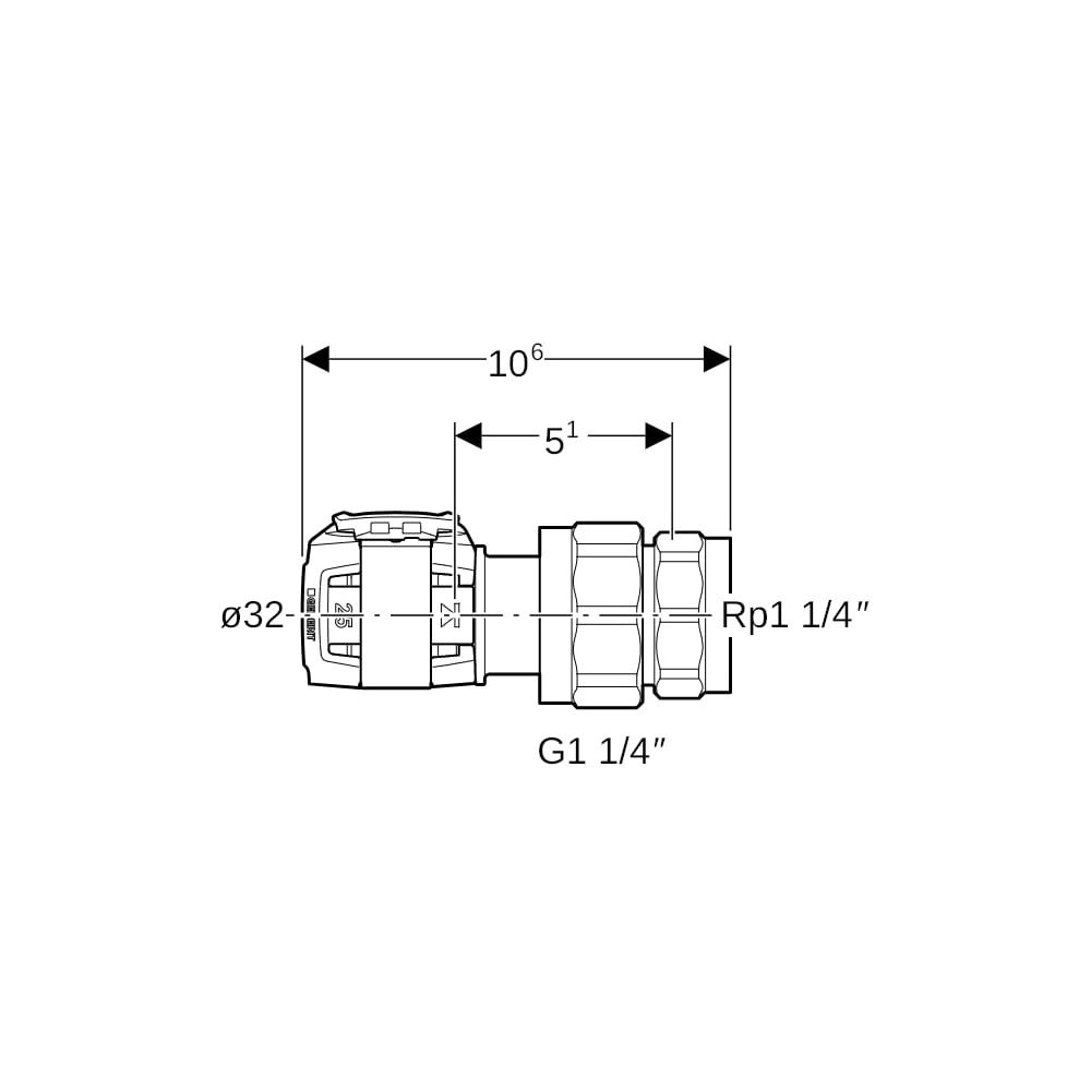 Geberit FlowFit Übergangsverschraubung mit Innengewinde bleifreie Siliziumbronze, d ... GEBERIT-620613001 4025416628200 (Abb. 5)