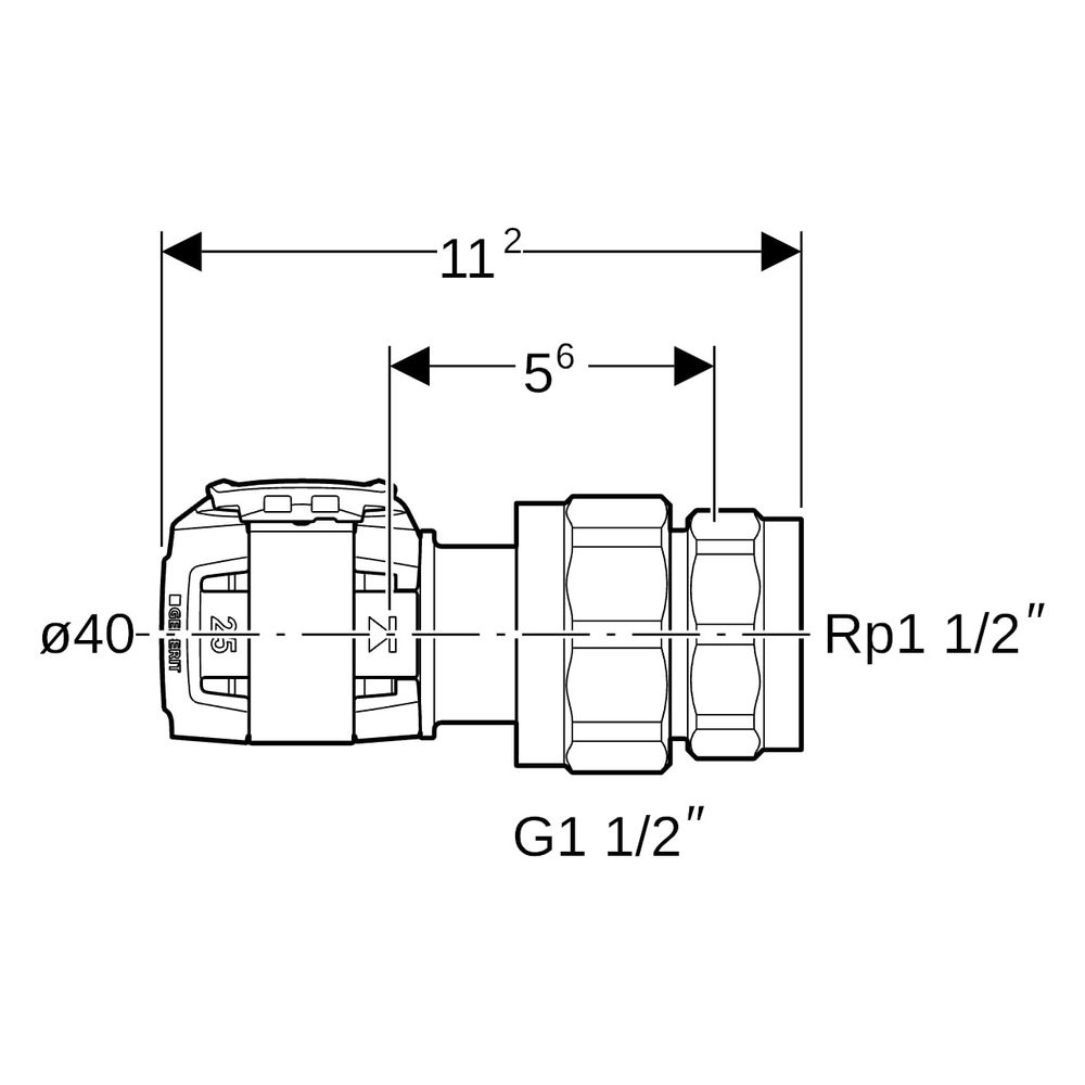 Geberit FlowFit Übergangsverschraubung mit Innengewinde bleifreie Siliziumbronze, D ... GEBERIT-620614001 4025416628224 (Abb. 6)