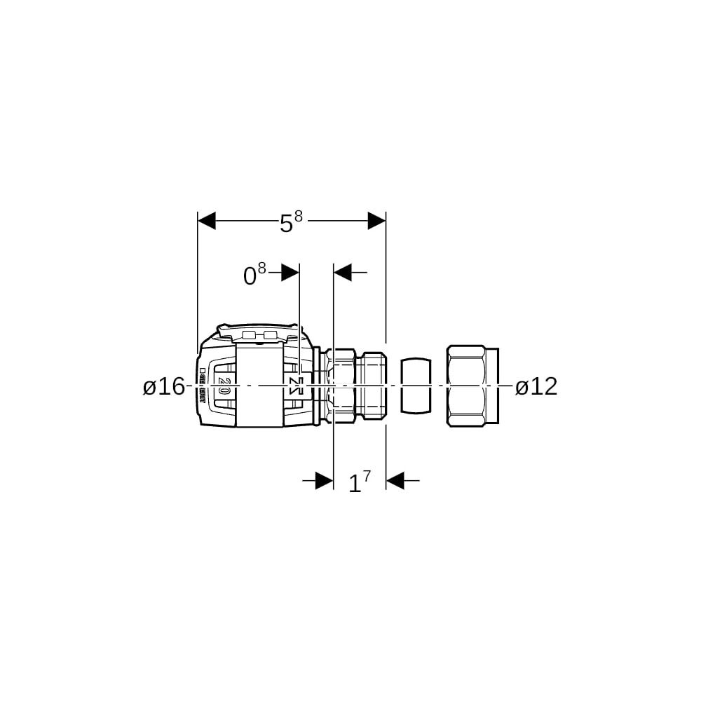 Geberit FlowFit Übergang mit Klemmringverschraubung bleifreie Siliziumbronze, d 16mm... GEBERIT-620680001 4025416629580 (Abb. 5)