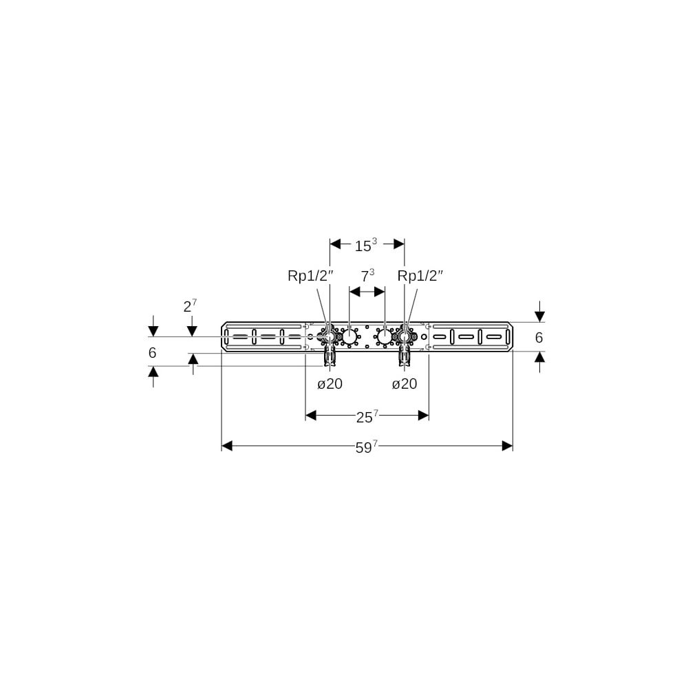 Geberit FlowFit Anschlusswinkel 90 Grad vormontiert, zweifach, abgesetzt, d 20mm, Rp... GEBERIT-619661001 4025416602606 (Abb. 6)