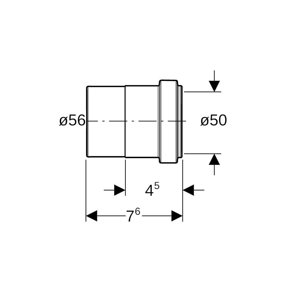 Geberit Silent db20 Anschlusssteckmuffe reduziert d 56mm, di 50mm... GEBERIT-305040143 4025416354307 (Abb. 5)