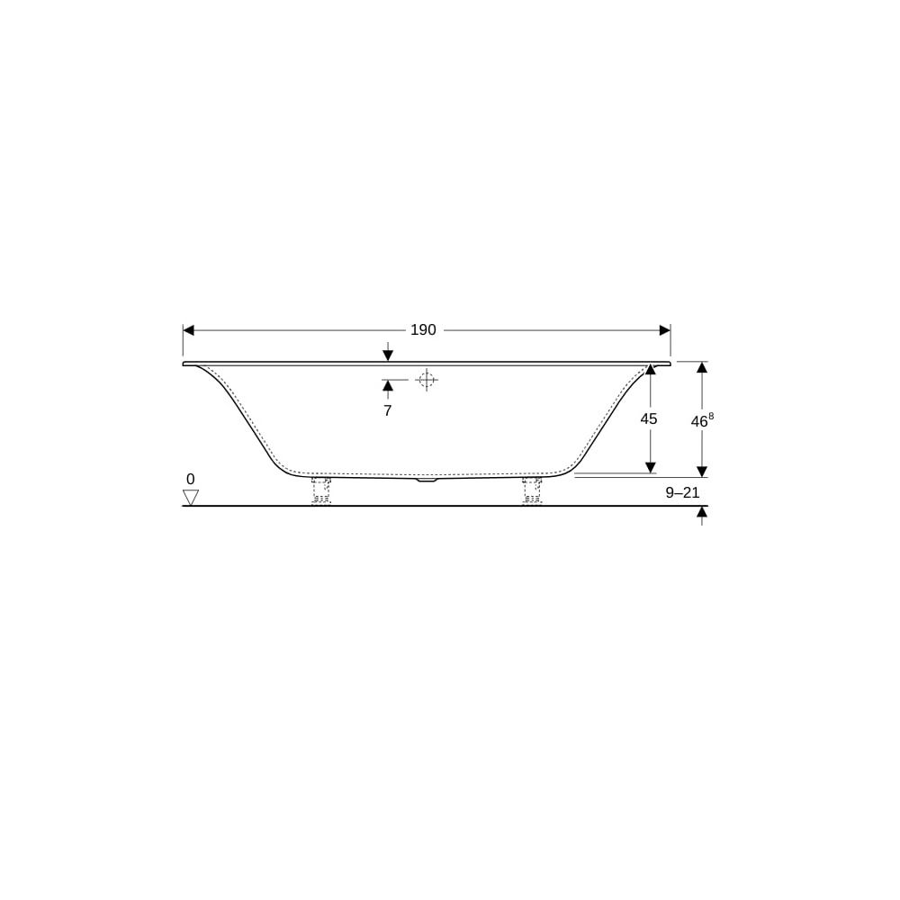 Geberit Soana Rechteckbadewanne schmaler Rand, Duo 190x90cm, Gesamtvolumen 271l... GEBERIT-554008011 4022009355413 (Abb. 8)