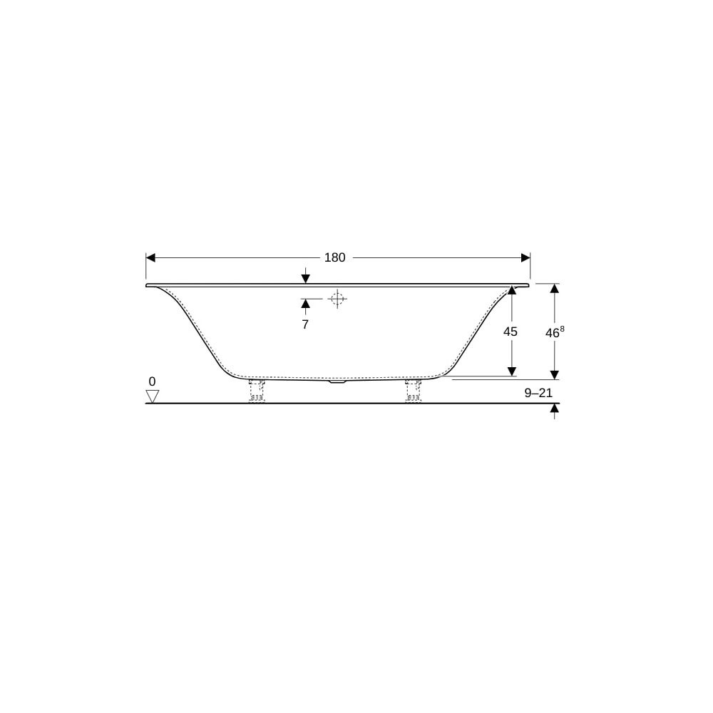 Geberit Soana Rechteckbadewanne schmaler Rand, Duo 180x80cm, Gesamtvolumen 212l... GEBERIT-554007011 4022009355208 (Abb. 8)