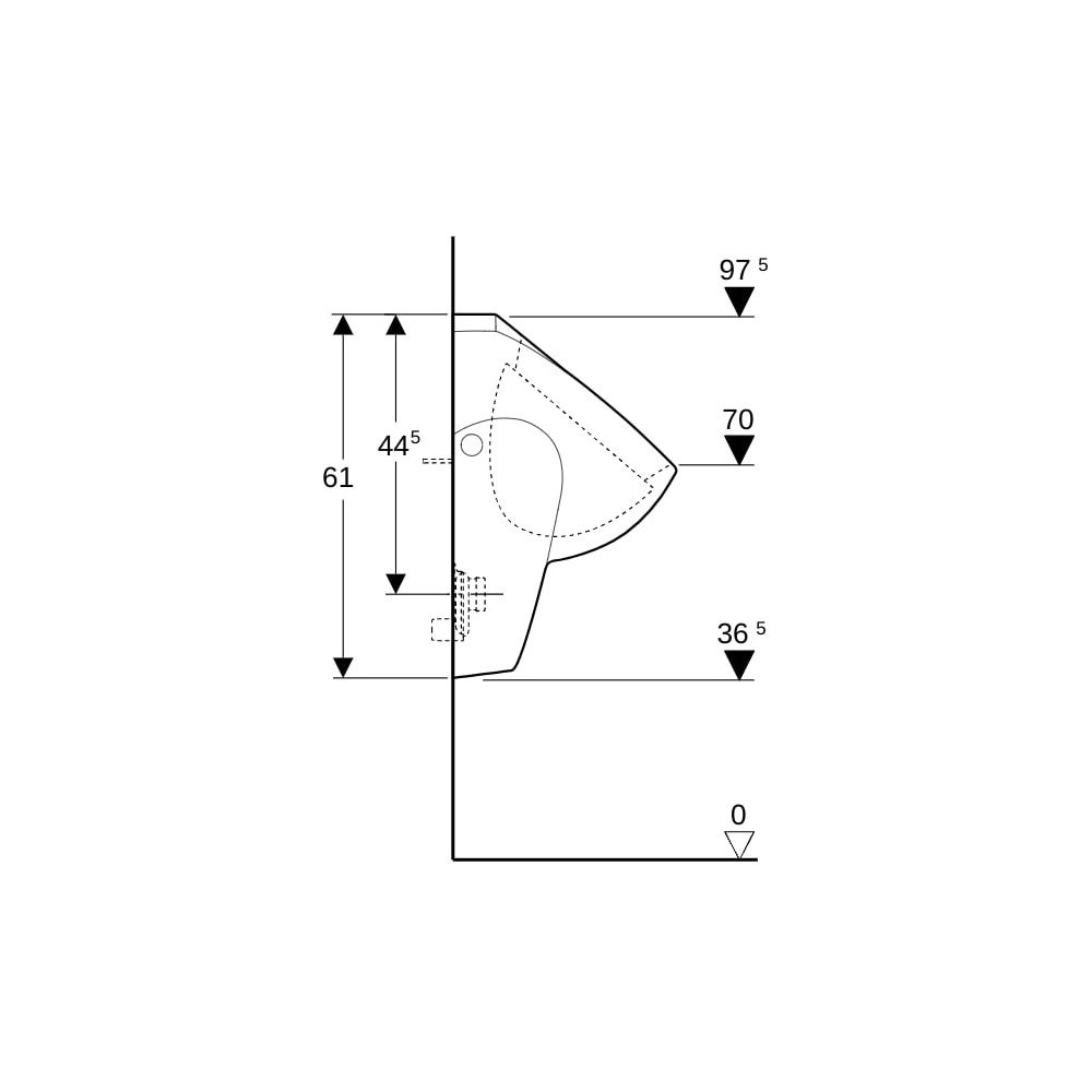 Geberit Renova Urinal Zulauf von oben, Tiefe 37cm, Abgang nach hinten oder nach unte... GEBERIT-235200600 4022009229707 (Abb. 9)