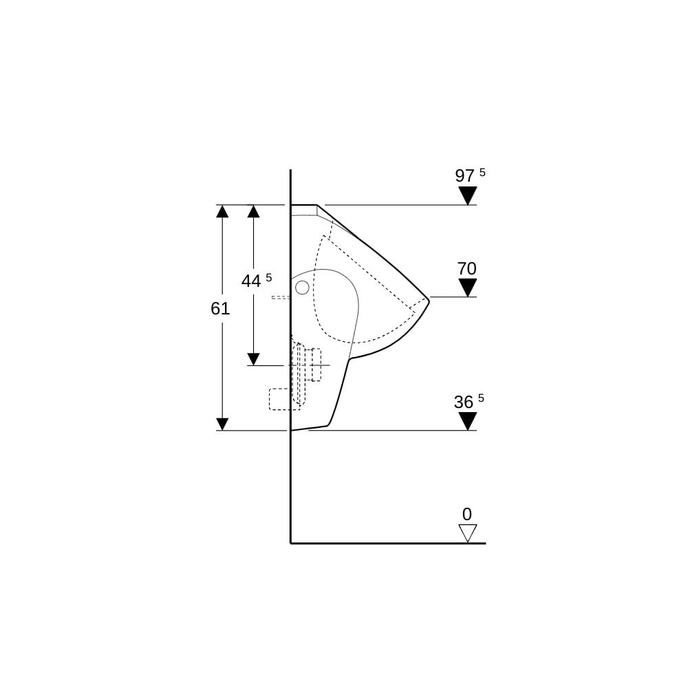 Geberit Renova Urinal Zulauf von hinten, Abgang nach hinten, Tiefe 37cm, Zulauf hint... GEBERIT-235300000 4022009044591 (Abb. 9)