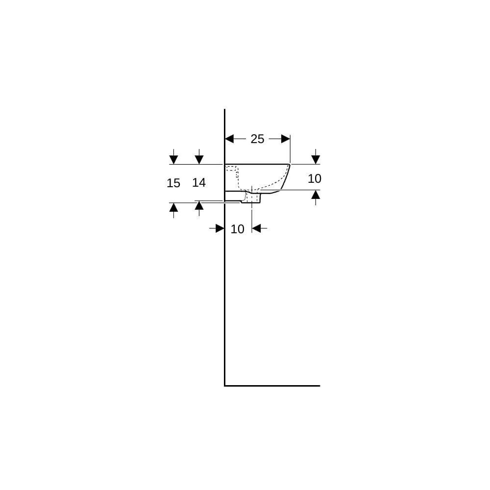 Geberit Renova Handwaschbecken verkürzte Ausladung, 36x14,8x25cm, Hahnloch rechts, Ü... GEBERIT-500374018 4025416543206 (Abb. 9)