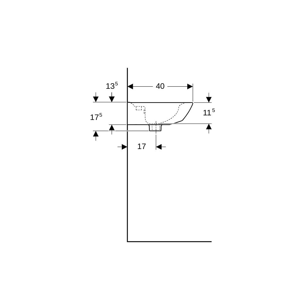 Geberit Renova Handwaschbecken mit asymmetrischem Überlauf, 50x17,3x40cm, Hahnloch m... GEBERIT-500376011 4025416815297 (Abb. 9)