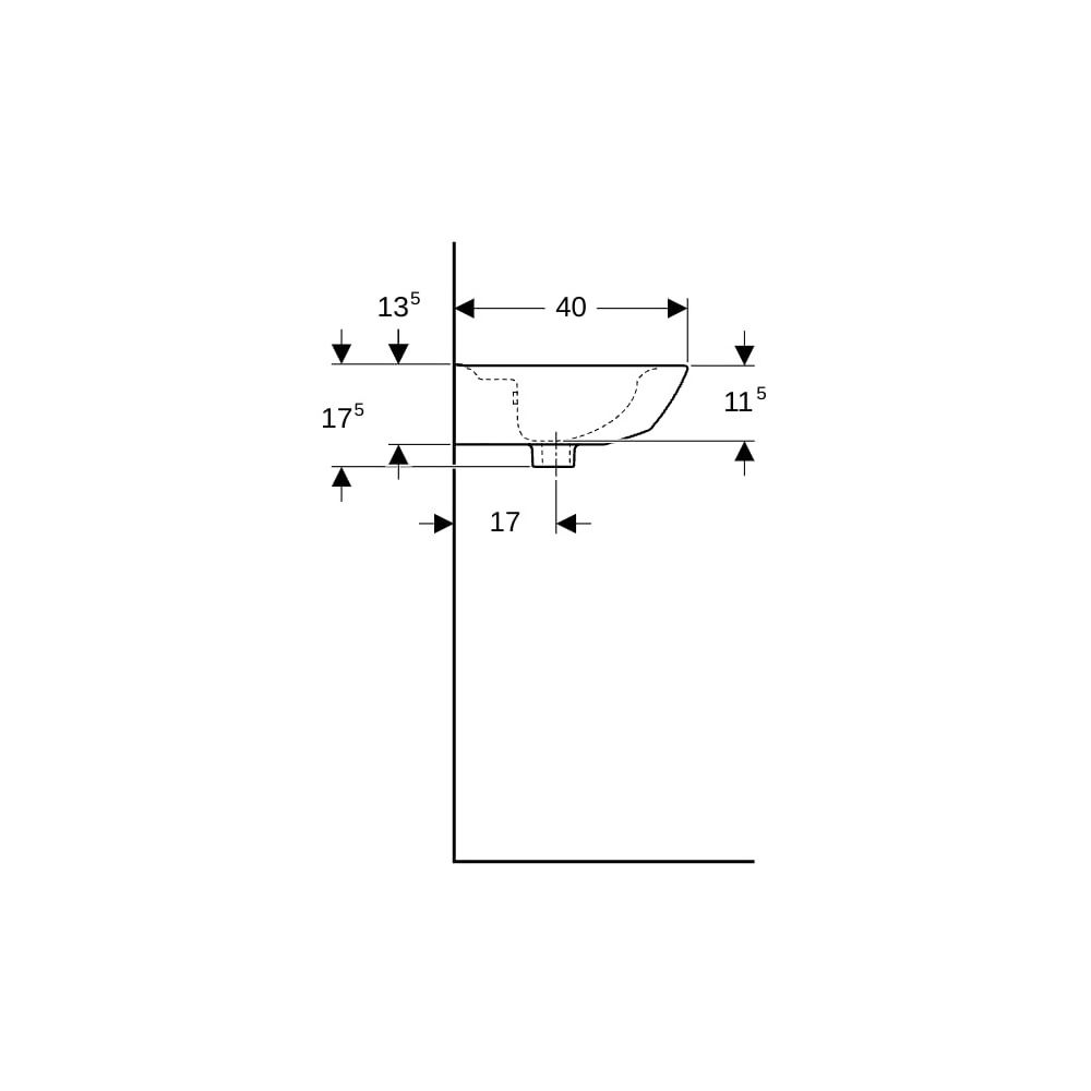 Geberit Renova Handwaschbecken, asymmetrischem Überlauf, 50x17,3x40cm, ohne Hahnloch... GEBERIT-500499018 4025416221067 (Abb. 9)