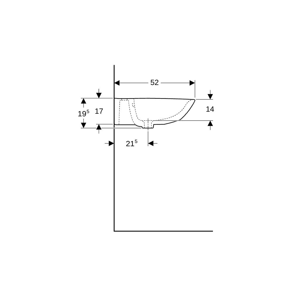 Geberit Renova Waschtisch, Breite 70cm, Tiefe 52cm, Hahnloch mittig, Überlauf sichtb... GEBERIT-500373011 4025416429388 (Abb. 9)