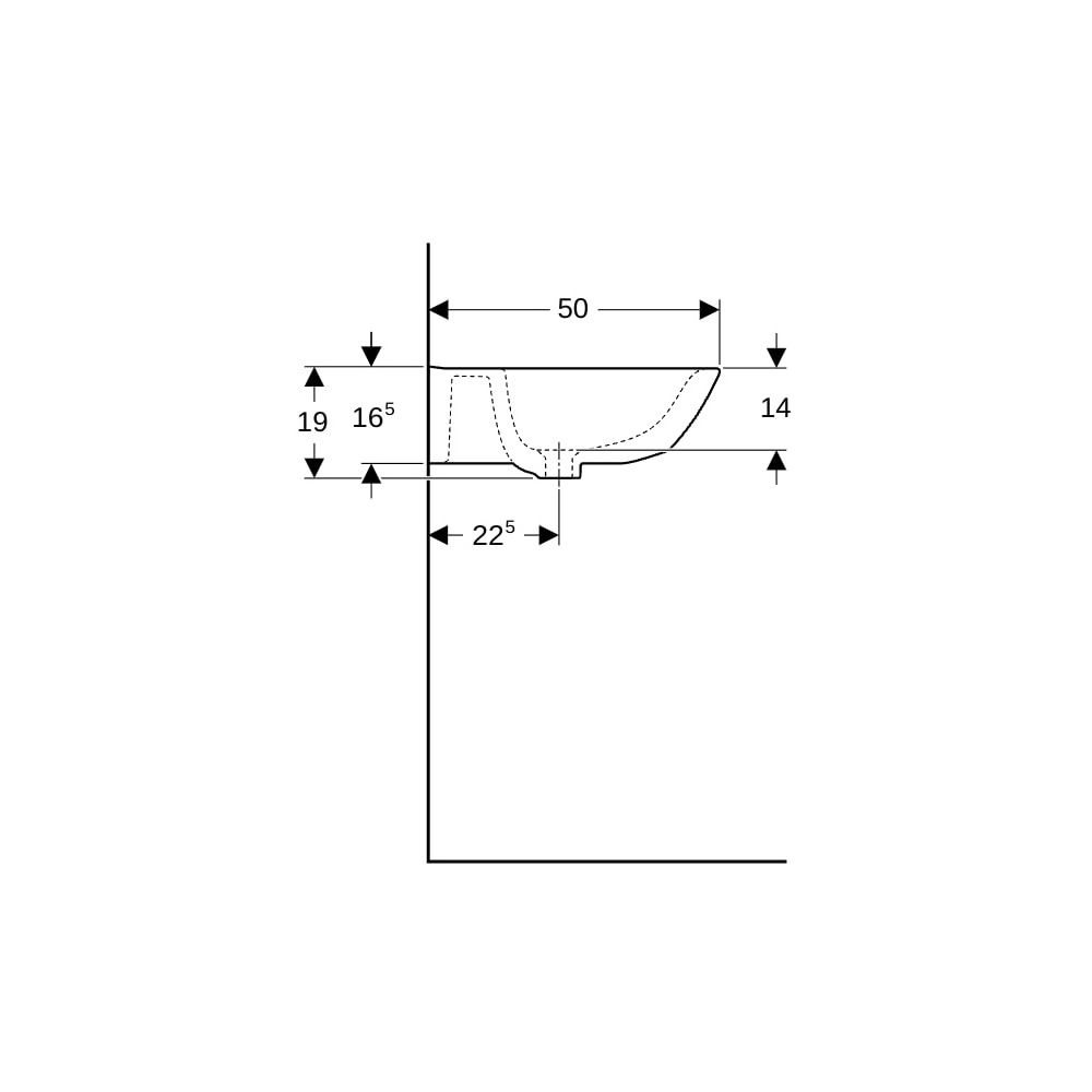 Geberit Renova Waschtisch, Breite 65cm, Tiefe 50cm, ohne Hahnloch, ohne Überlauf, We... GEBERIT-500664018 4025416139904 (Abb. 9)