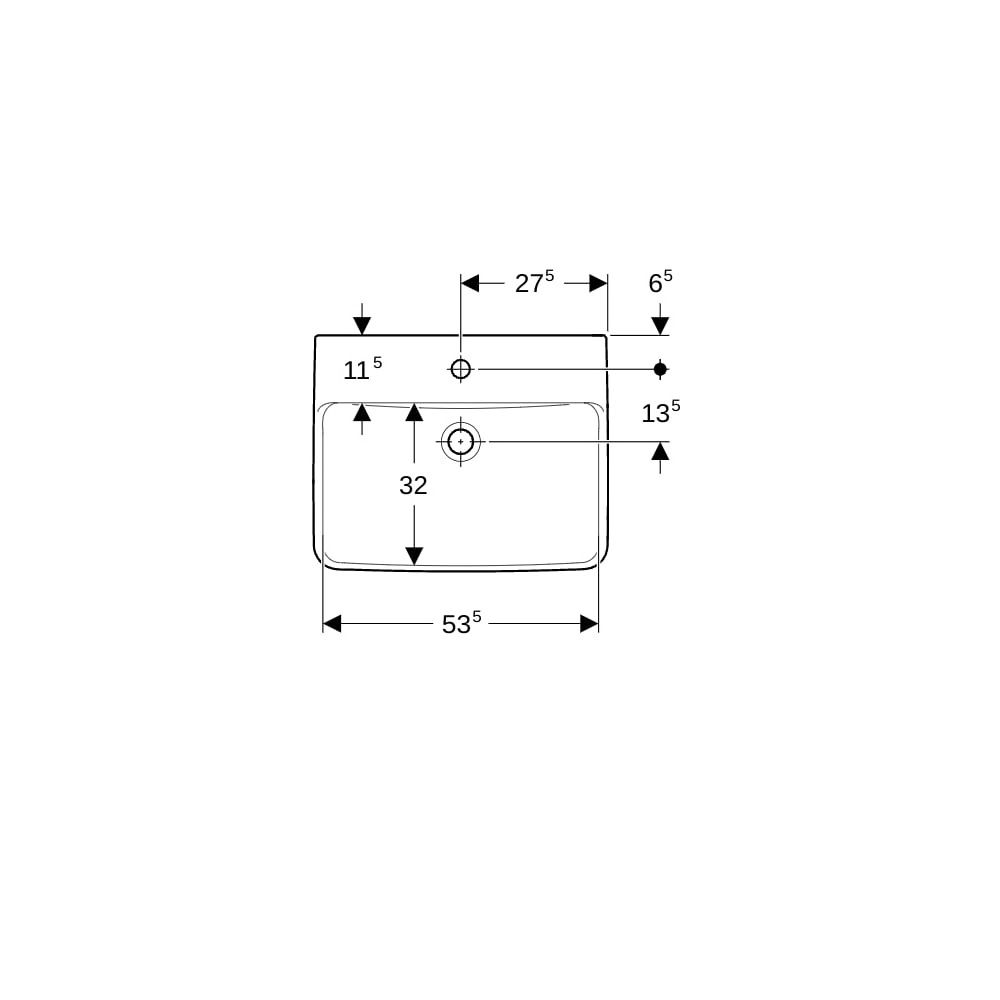 Geberit Renova Plan Waschtisch, Breite 55cm, Tiefe 44cm, Hahnloch mittig, ohne Überl... GEBERIT-501633008 4025410858399 (Abb. 7)