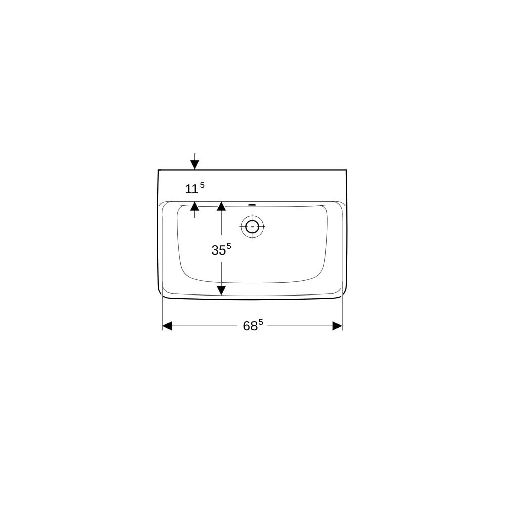 Geberit Renova Plan Waschtisch, Breite 70cm, Tiefe 48cm, ohne Hahnloch, Überlauf sic... GEBERIT-501646001 4025410858726 (Abb. 7)