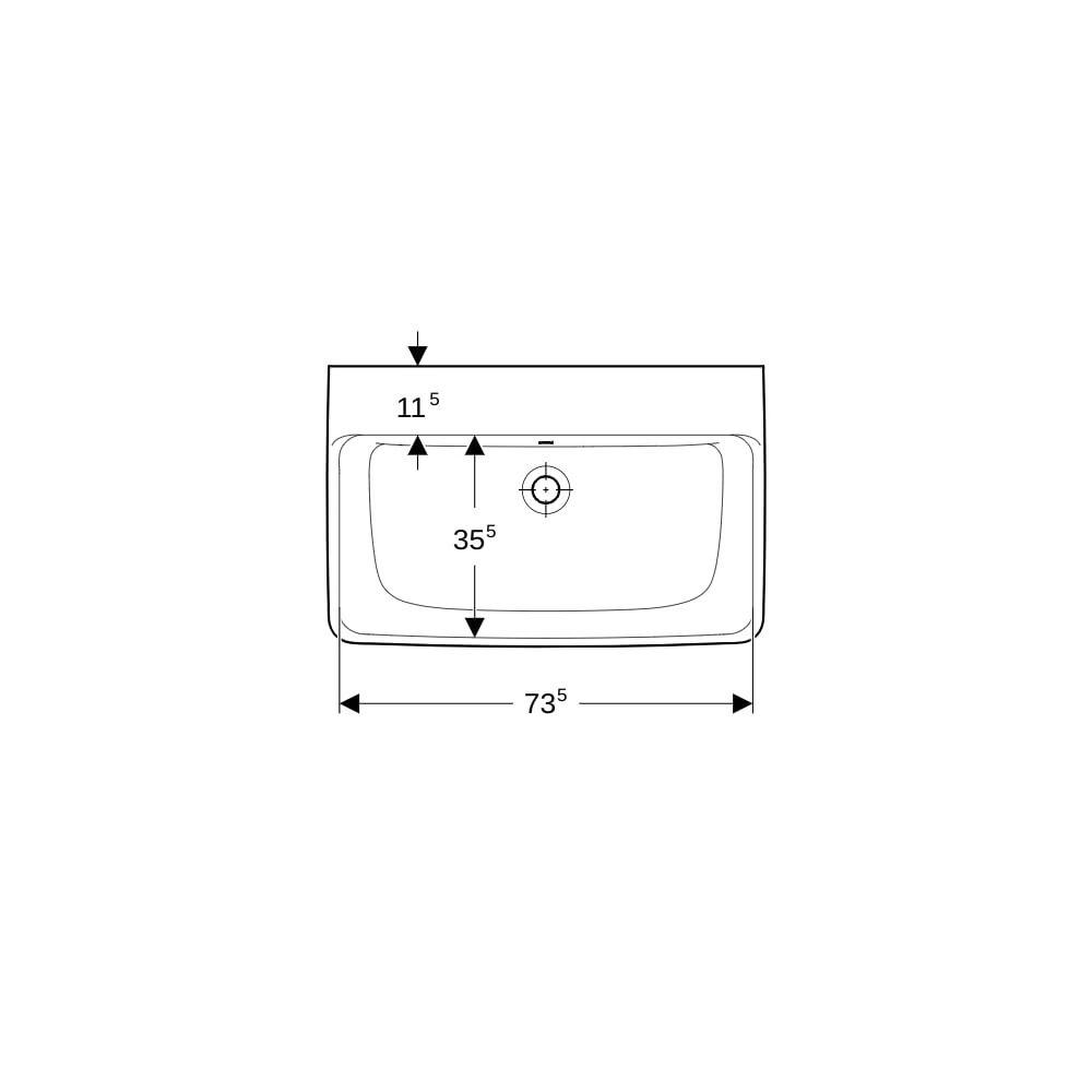 Geberit Renova Plan Waschtisch, Breite 75cm, Tiefe 48cm, ohne Hahnloch, Überlauf sic... GEBERIT-501692008 4025410869883 (Abb. 7)