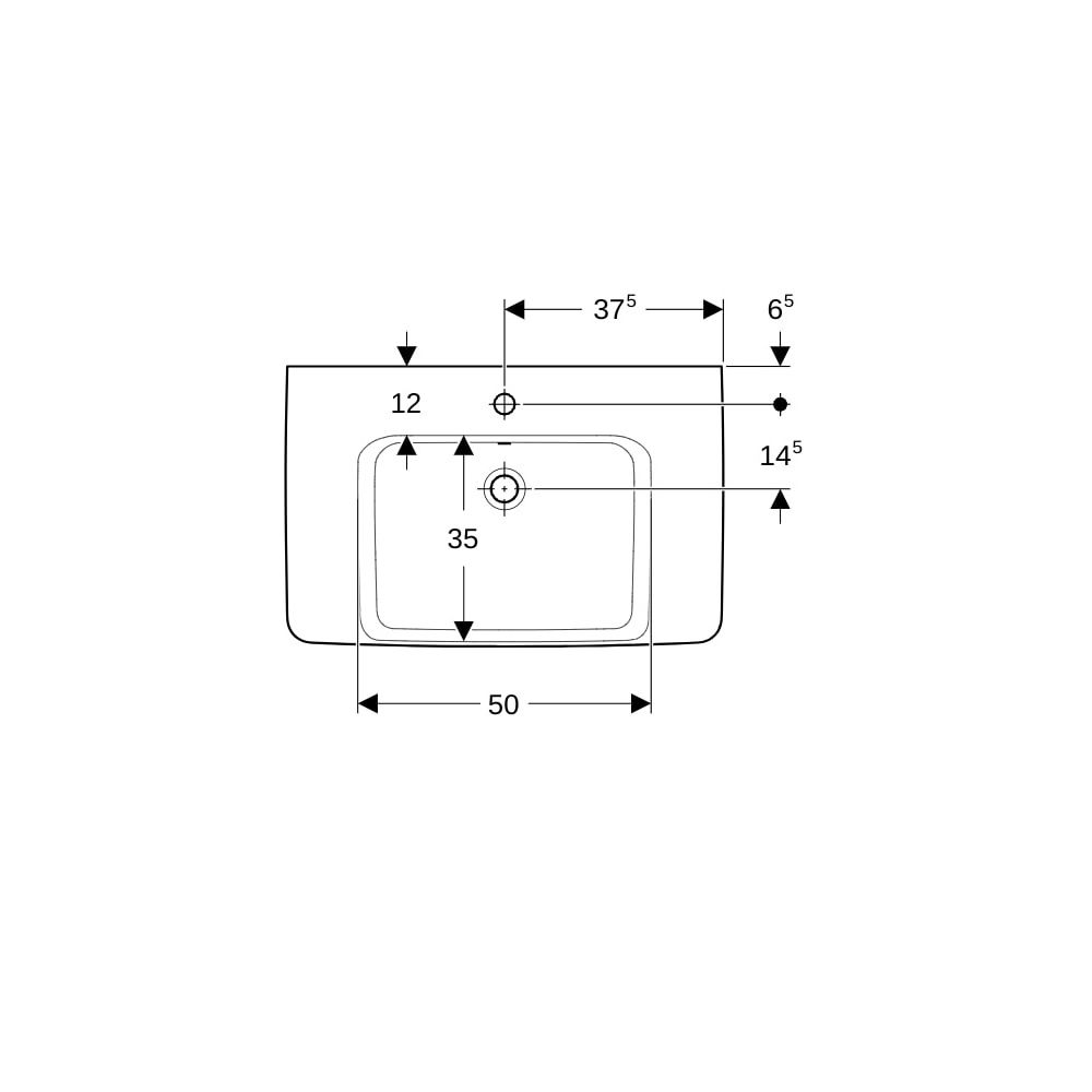 Geberit Renova Plan Waschtisch, Ablagefläche beidseitig, Breite 75cm, Tiefe 48cm, Ha... GEBERIT-501694001 4025410867896 (Abb. 7)