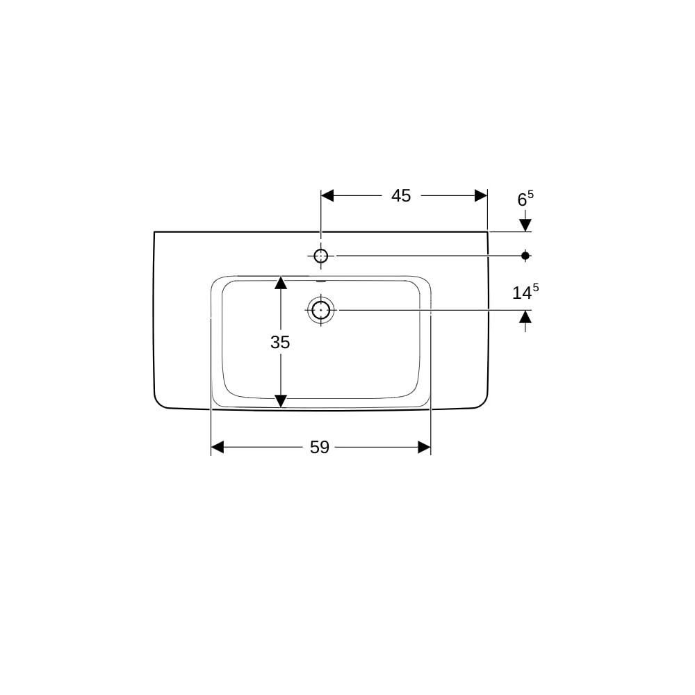 Geberit Renova Plan Aufsatzwaschtisch, Ablagefläche beidseitig, B 90cm T 48cm Hahnlo... GEBERIT-501728001 4025410868848 (Abb. 7)