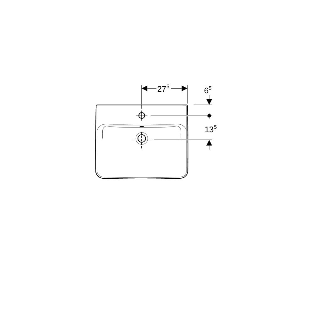 Geberit Renova Plan Aufsatzwaschtisch, Breite 55cm, Tiefe 44cm, Hahnloch mittig, Übe... GEBERIT-501720001 4025410868794 (Abb. 7)