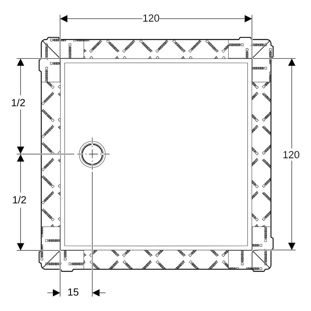 Geberit Setaplano Duschfläche quadratisch, 120x120cm... GEBERIT-154290111 4025416545521 (Abb. 9)