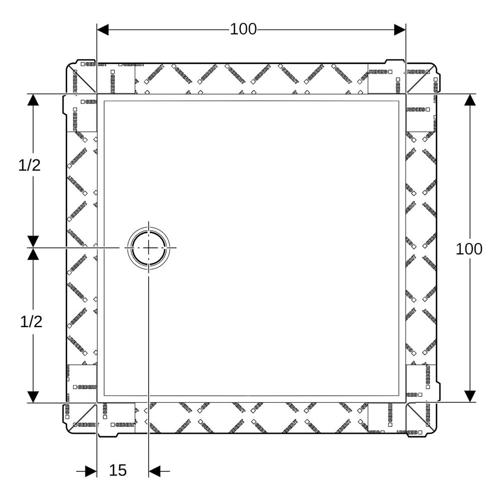 Geberit Setaplano Duschfläche quadratisch 100x100cm... GEBERIT-154280111 4025416545422 (Abb. 9)