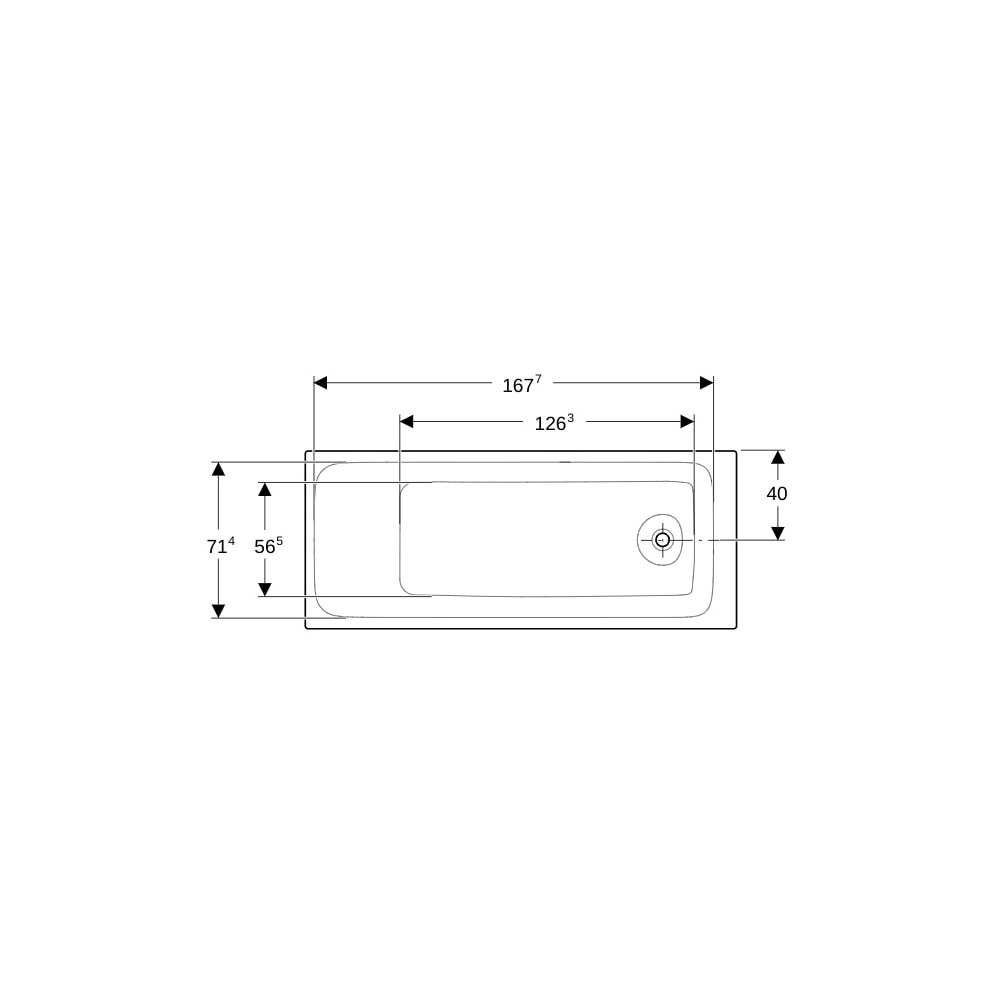Geberit Tawa Rechteckbadewanne schmaler Rand 180x80cm, Gesamtvolumen 273l... GEBERIT-554132011 4025410872814 (Abb. 8)