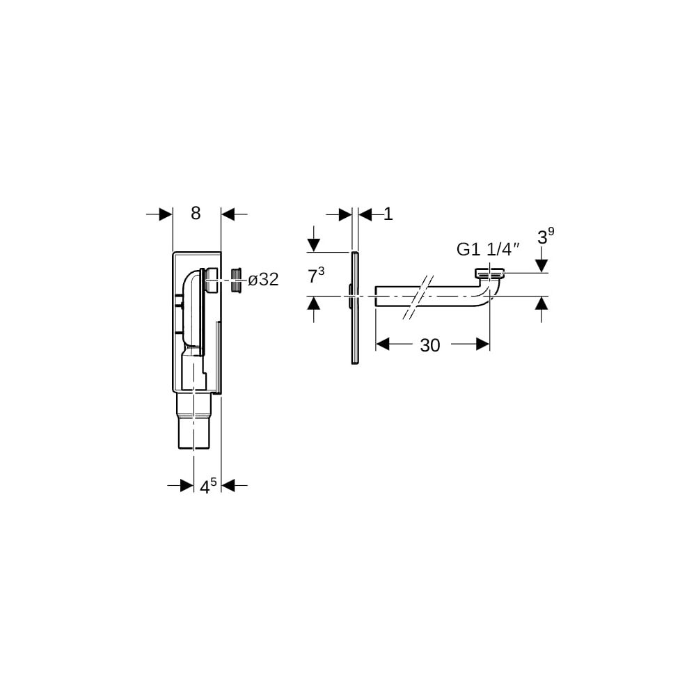 Geberit Set Unterputz-Geruchsverschluss für Waschbecken, Abgang horizontal Außendurc... GEBERIT-151120111 4025416665250 (Abb. 7)