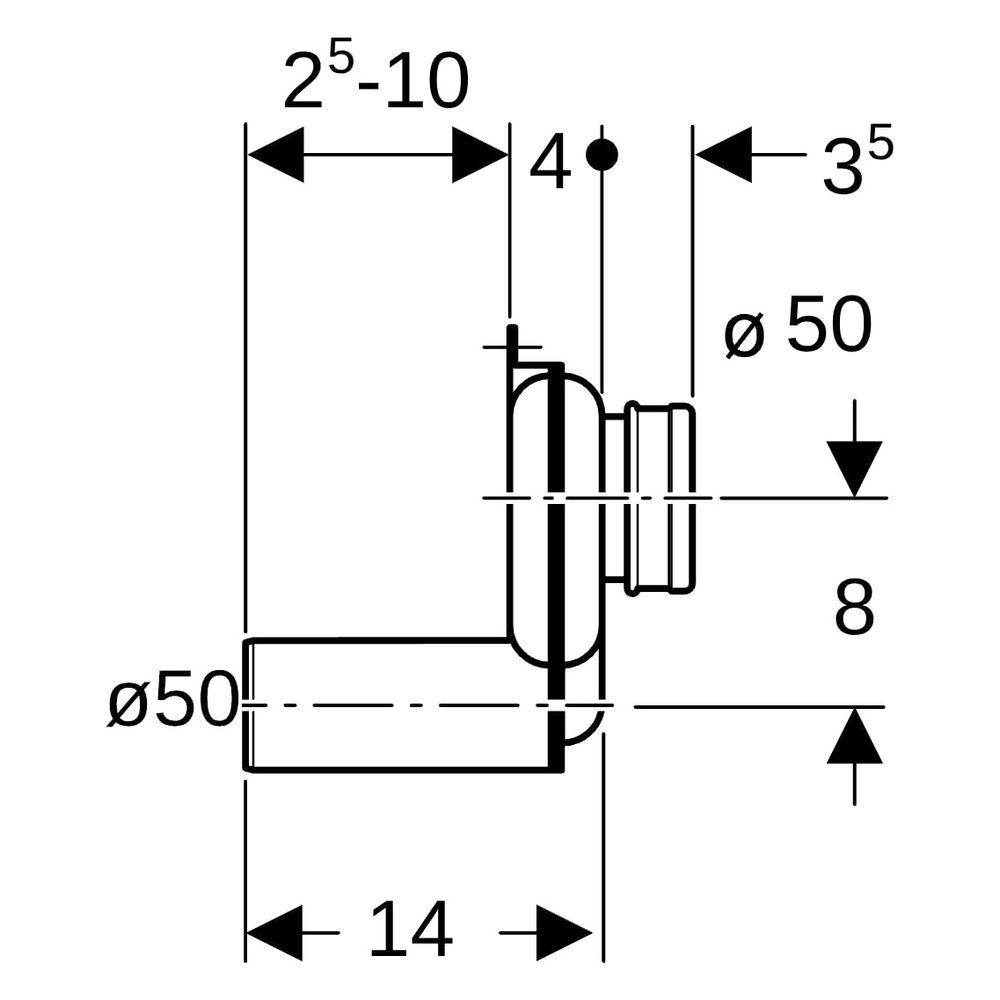 Geberit Urinalgeruchsverschluss Abgang horizontal Außendurchmesser 50mm, Alpinweiß... GEBERIT-152950111 4025416585237 (Abb. 10)