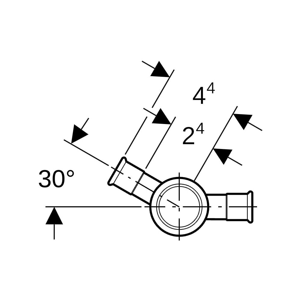 Geberit Mapress Kupfer Kreuzstück 30 Grad reduziert D 22mm, D1 15mm, 61406... GEBERIT-61406 4024723614067 (Abb. 10)