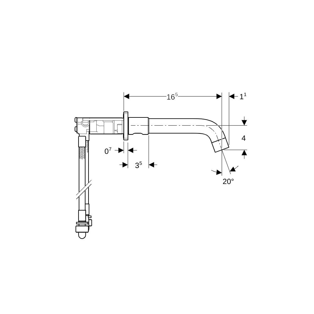 Geberit ONE Waschtischarmatur rundes Design, Wandmontage L 16,5cm Zweigriffmischer f... GEBERIT-116460141 4025410065612 (Abb. 5)