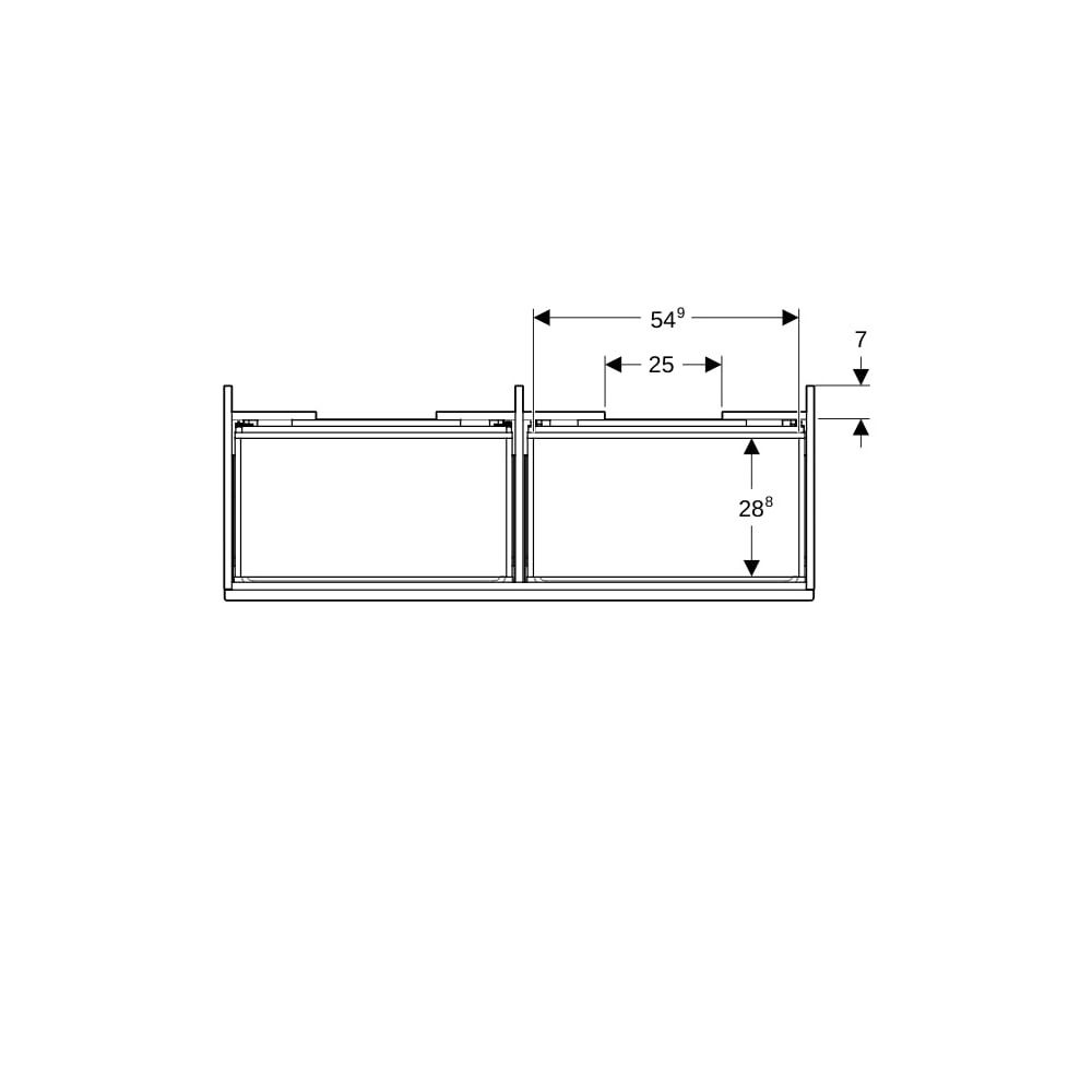 Geberit Renova Plan Unterschrank für Doppelwaschtisch 2 Schubladen 2 Innenschubladen... GEBERIT-501912JR1 4025410905833 (Abb. 7)