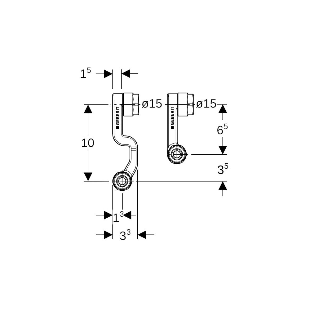 Geberit Mepla Set Anschluss-T-Stücke für Vor-/Rücklauf, mit Anschlussverschraubung f... GEBERIT-612361227 4025410584991 (Abb. 7)