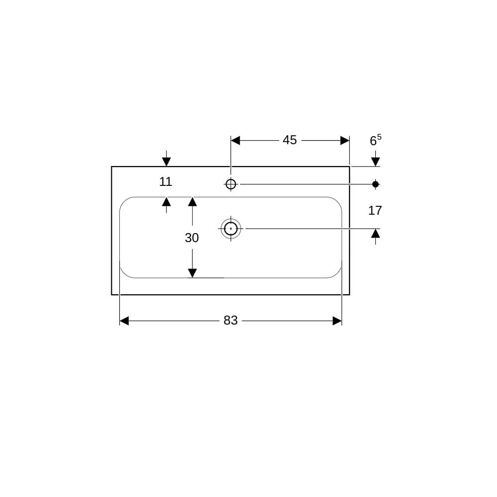 Geberit iCon Light Waschtisch, Breite 90cm, Tiefe 48cm, Hahnloch mittig, ohne Überla... GEBERIT-501836006 4025410894786 (Abb. 7)