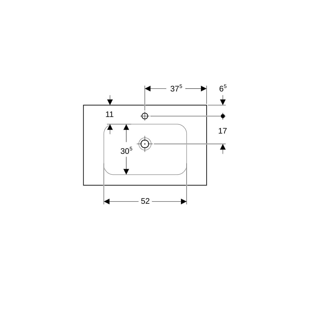 Geberit iCon Light Waschtisch mit Ablagefläche, Breite 75cm, Tiefe 48cm, Hahnloch mi... GEBERIT-501839006 4025410895028 (Abb. 7)