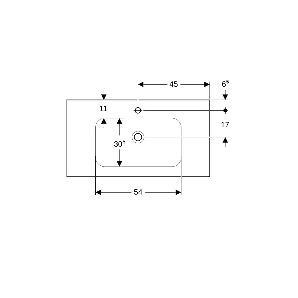 Geberit iCon Light Waschtisch mit Ablagefläche, Breite 90cm, Tiefe 48cm, Hahnloch mi... GEBERIT-501840005 4025410895097 (Abb. 7)