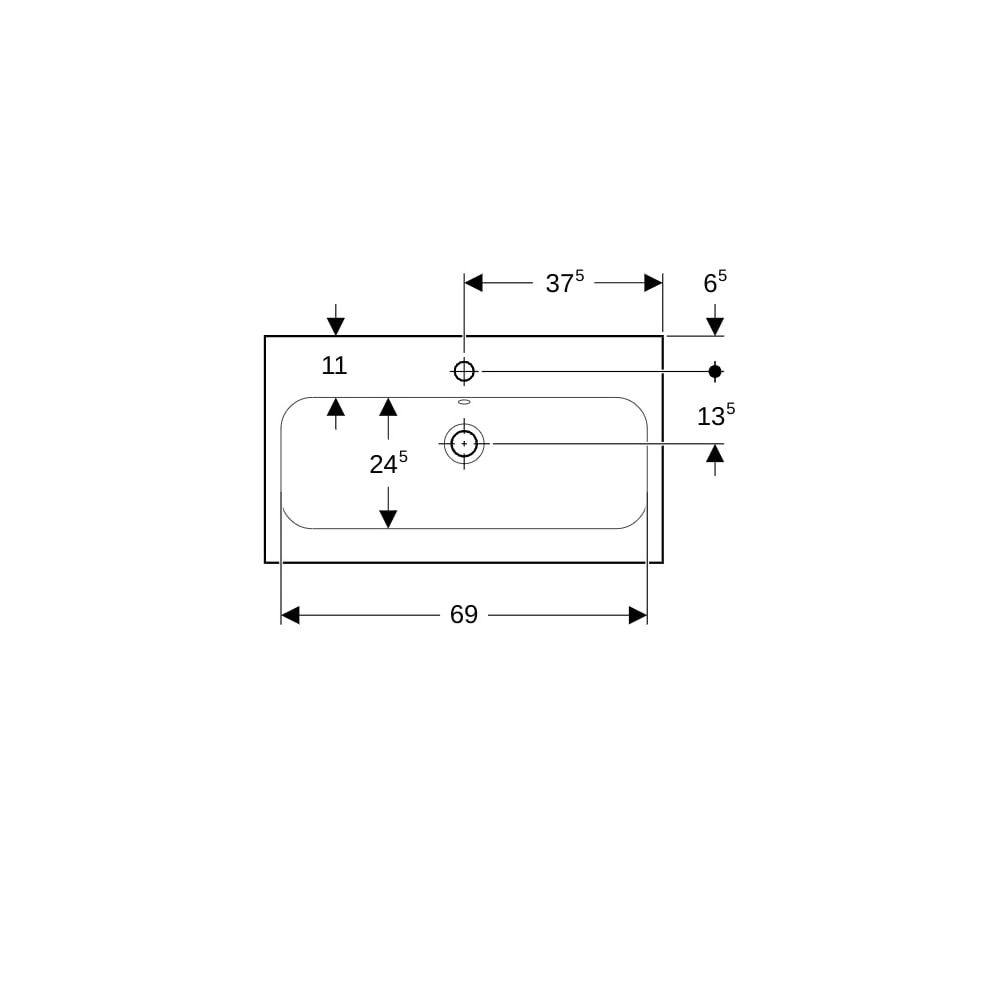 Geberit iCon Light Waschtisch verkürzte Ausladung, Breite 75cm, Tiefe 42cm, Hahnloch... GEBERIT-501842006 4025410895264 (Abb. 7)