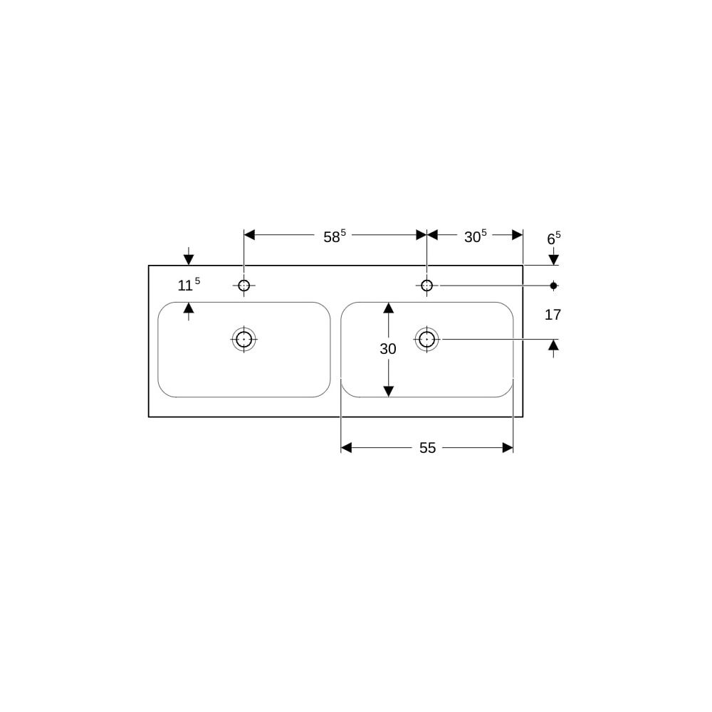 Geberit iCon Light Doppelwaschtisch, Breite 120cm, Tiefe 48cm, Hahnloch mittig, ohne... GEBERIT-501838005 4025410894939 (Abb. 7)