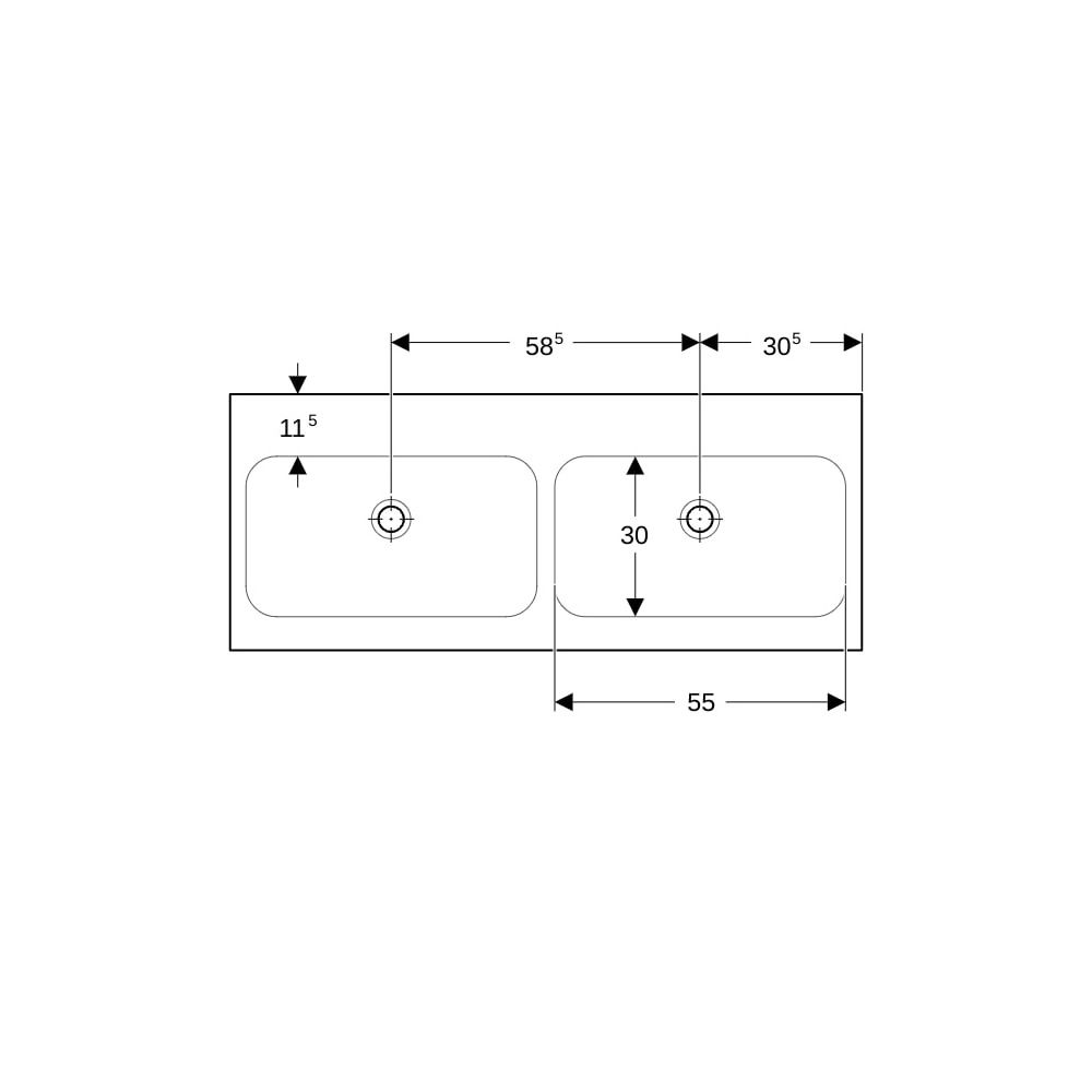Geberit iCon Light Doppelwaschtisch, Breite 120cm, Tiefe 48cm, ohne Hahnloch, ohne Ü... GEBERIT-501838008 4025410894960 (Abb. 7)