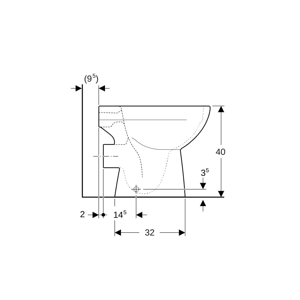 Geberit Renova Stand-WC Tiefspüler, Abgang horizontal, teilgeschlossene Form, Rimfre... GEBERIT-500480002 4025410715067 (Abb. 9)