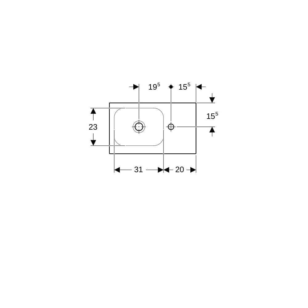 Geberit iCon Light Handwaschbecken mit Ablagefläche 53x13x31cm, Weiß, Hahnloch recht... GEBERIT-501832001 4025410894496 (Abb. 7)