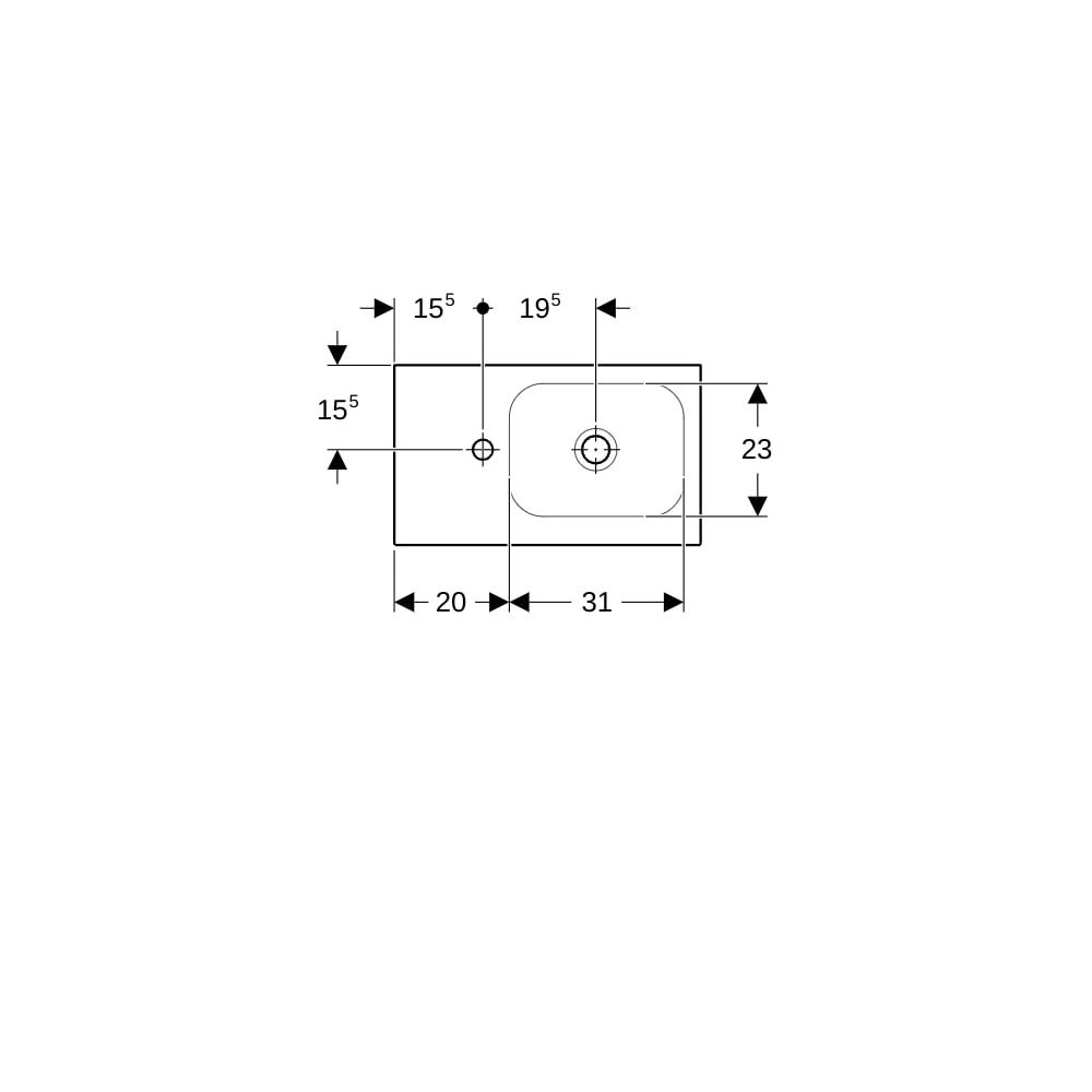 Geberit iCon Light Handwaschbecken mit Ablagefläche 53x13x31cm Weiß matt Hahnloch li... GEBERIT-501833JT1 4025410071798 (Abb. 4)