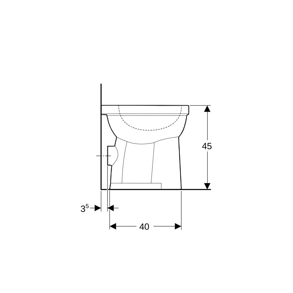 Geberit Renova Comfort Stand-WC Flachspüler, erhöht, Höhe 45cm, Abgang horizontal T... GEBERIT-218510600 4022009353754 (Abb. 10)