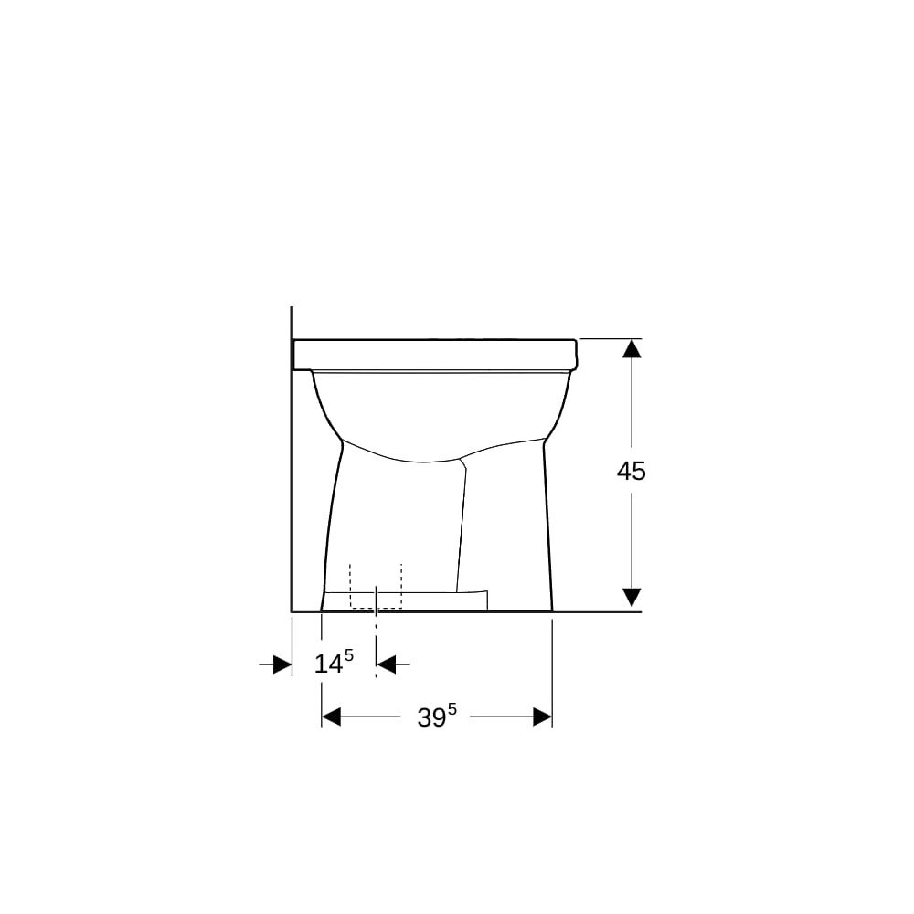 Geberit Renova Comfort Stand-WC Flachspüler, erhöht, Höhe 45cm, Abgang vertikal Tie... GEBERIT-218511000 4022009353761 (Abb. 10)