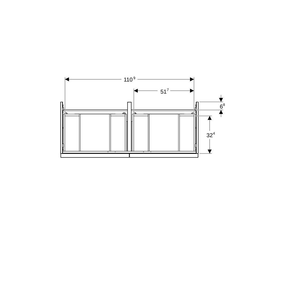 Geberit iCon Unterschrank für Doppelwaschtisch 4 Schubladen 120x615cm Sandgrau lacki... GEBERIT-502309JL1 4025410942555 (Abb. 9)