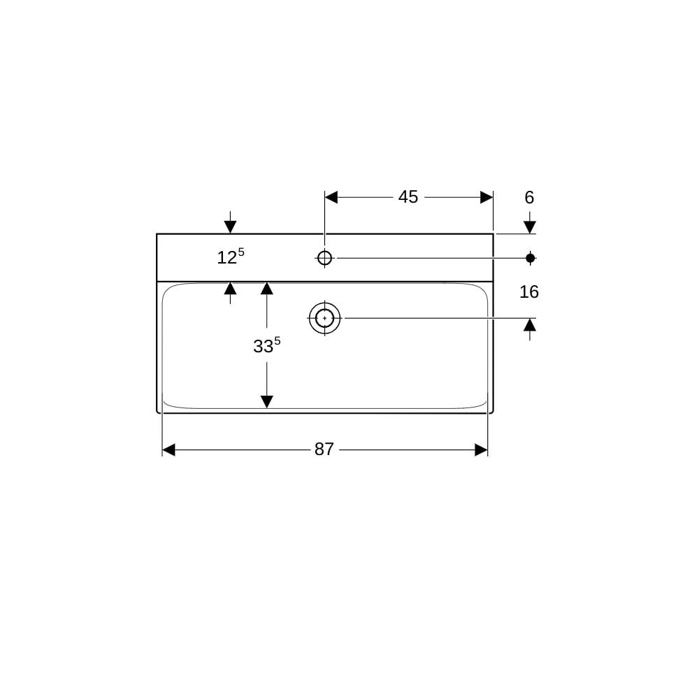 Geberit Xeno2 Waschtisch, Breite 90cm, Tiefe 48cm, Hahnloch mittig, ohne Überlauf, W... GEBERIT-500531011 4025416605447 (Abb. 7)