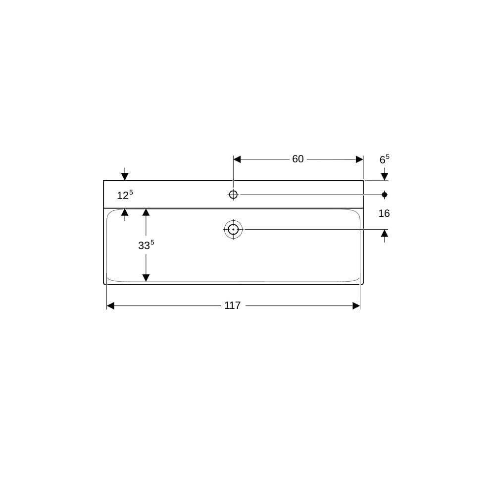 Geberit Xeno2 Waschtisch, Breite 120cm, Tiefe 48cm, Hahnloch mittig, ohne Überlauf, ... GEBERIT-500551011 4025416608912 (Abb. 7)