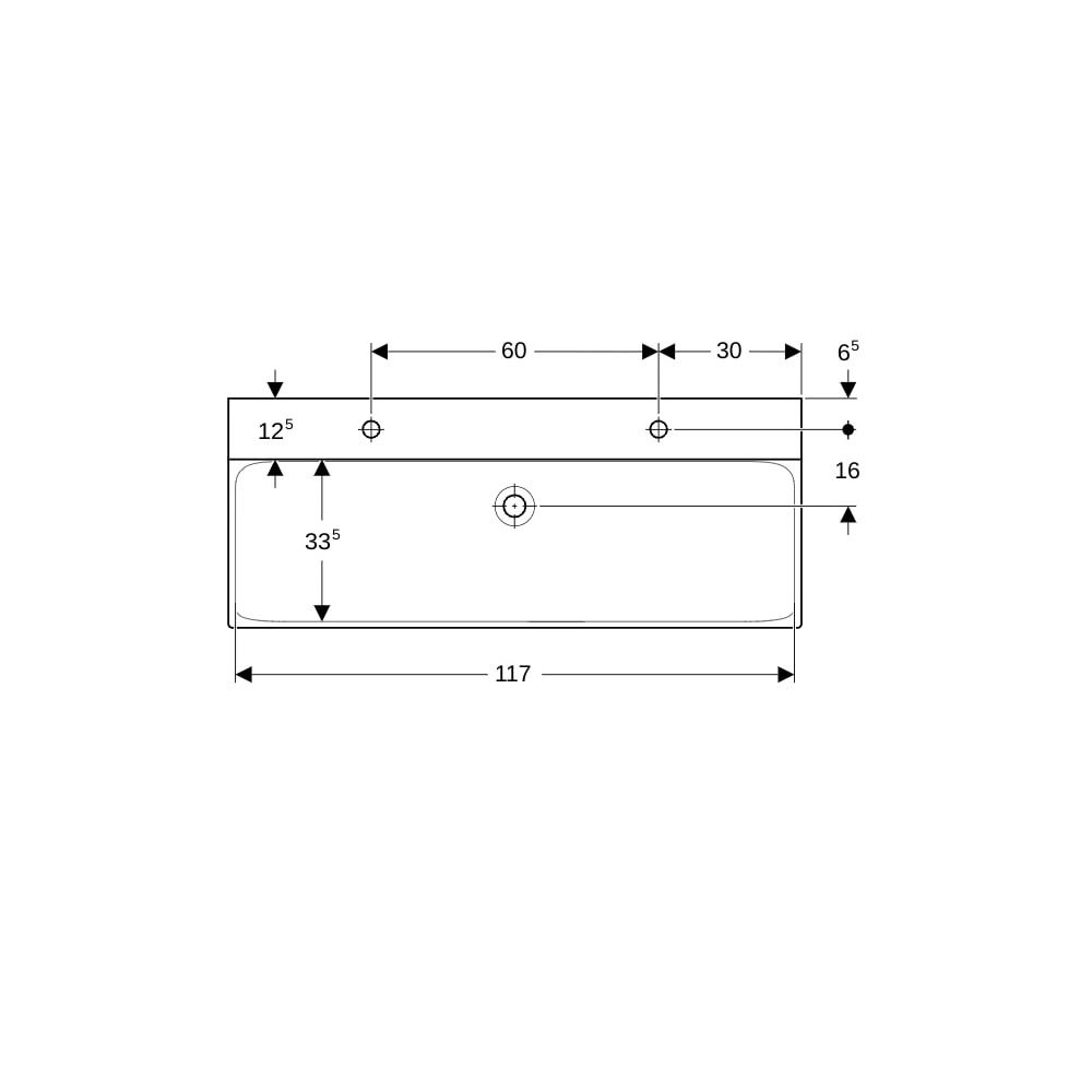 Geberit Xeno2 Waschtisch, Breite 120cm, Tiefe 48cm, Hahnloch links, rechts, ohne Übe... GEBERIT-500550011 4025416608905 (Abb. 7)