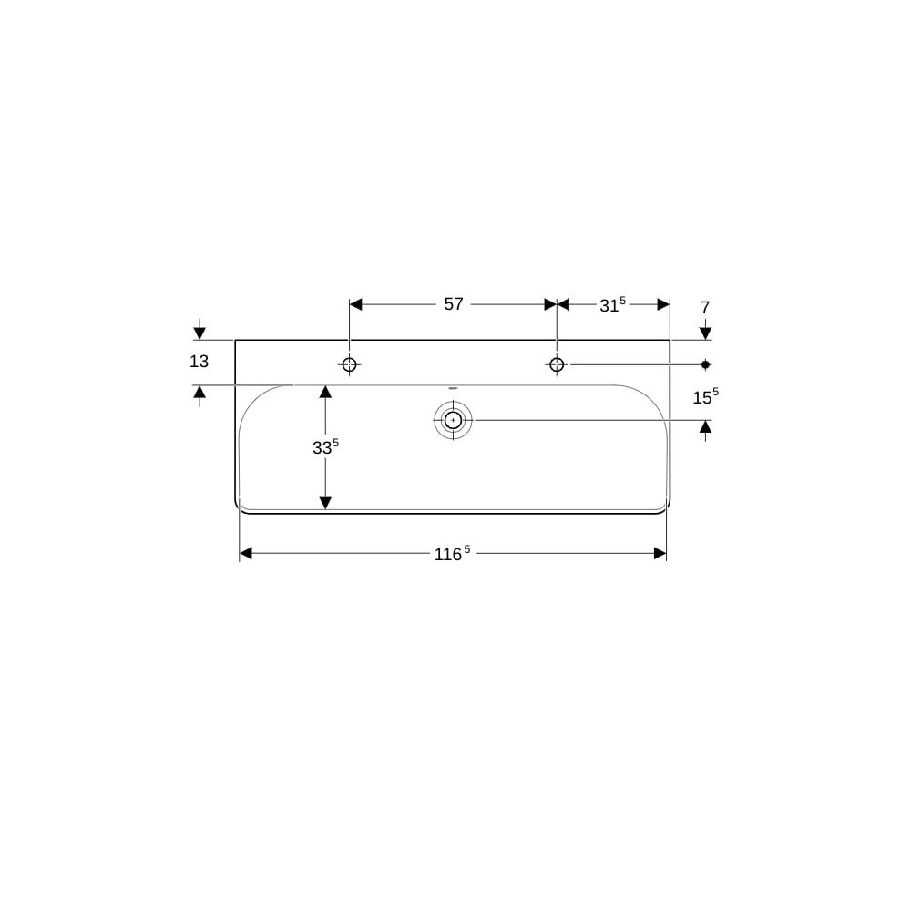 Geberit Smyle Square Waschtisch, Breite 120cm, Tiefe 48cm, Hahnloch links, rechts, Ü... GEBERIT-500253011 4025416522737 (Abb. 7)
