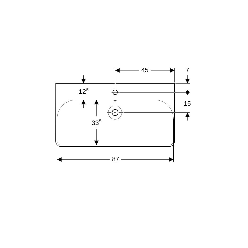 Geberit Smyle Square Waschtisch, Breite 90cm, Tiefe 48cm, Hahnloch mittig, Überlauf ... GEBERIT-500251018 4025416362821 (Abb. 7)