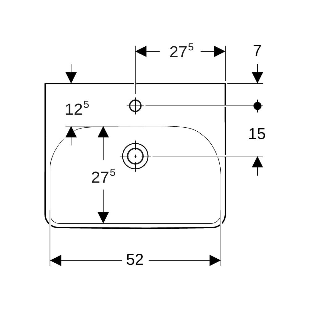 Geberit Smyle Square Waschtisch, Breite 55cm, Tiefe 44cm, Hahnloch mittig, Überlauf... GEBERIT-500259011 4025416437345 (Abb. 10)