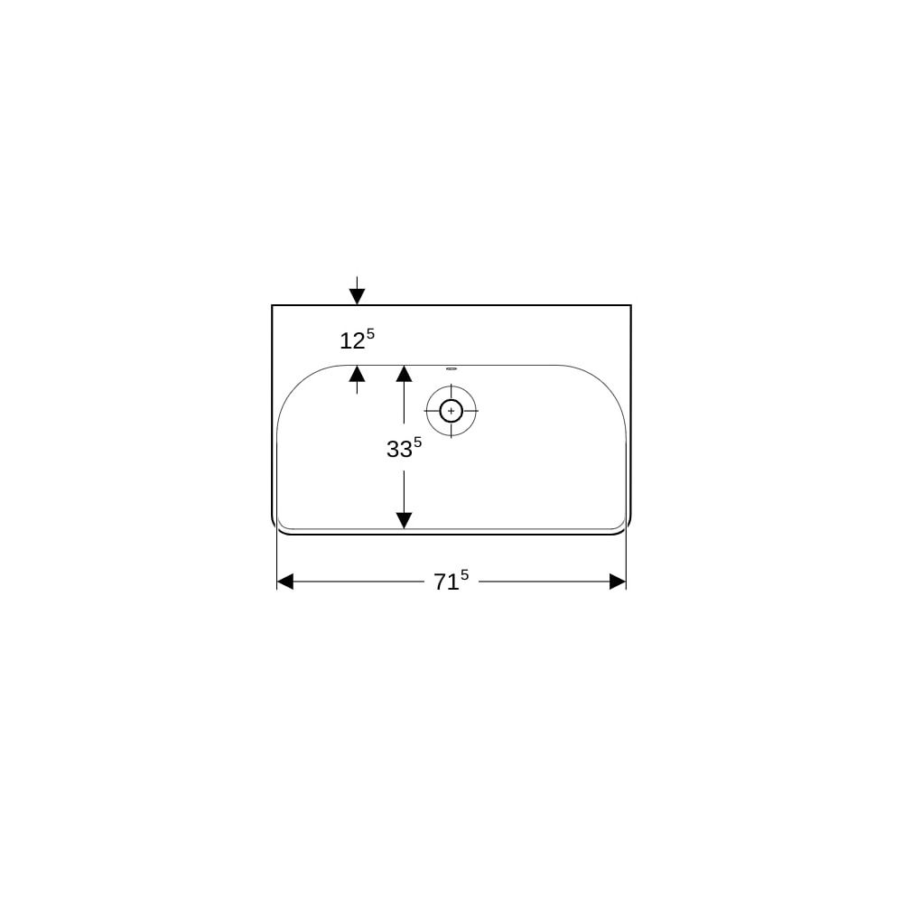 Geberit Smyle Square Waschtisch, Breite 75cm, Tiefe 48cm, ohne Hahnloch, Überlauf si... GEBERIT-500249002 4025410641632 (Abb. 7)