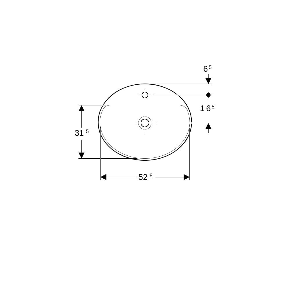 Geberit VariForm Einbauwaschtisch, oval, mit Hahnlochbank, Breite 55cm, Tiefe 45cm, ... GEBERIT-500723012 4025416838463 (Abb. 7)